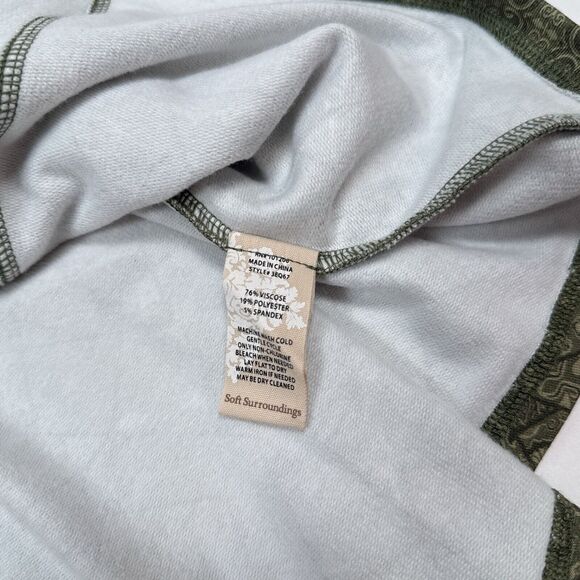 Soft Surroundings Jacket Size XL Petite Green Full Zip Ruched Geometric - Picture 6 of 9